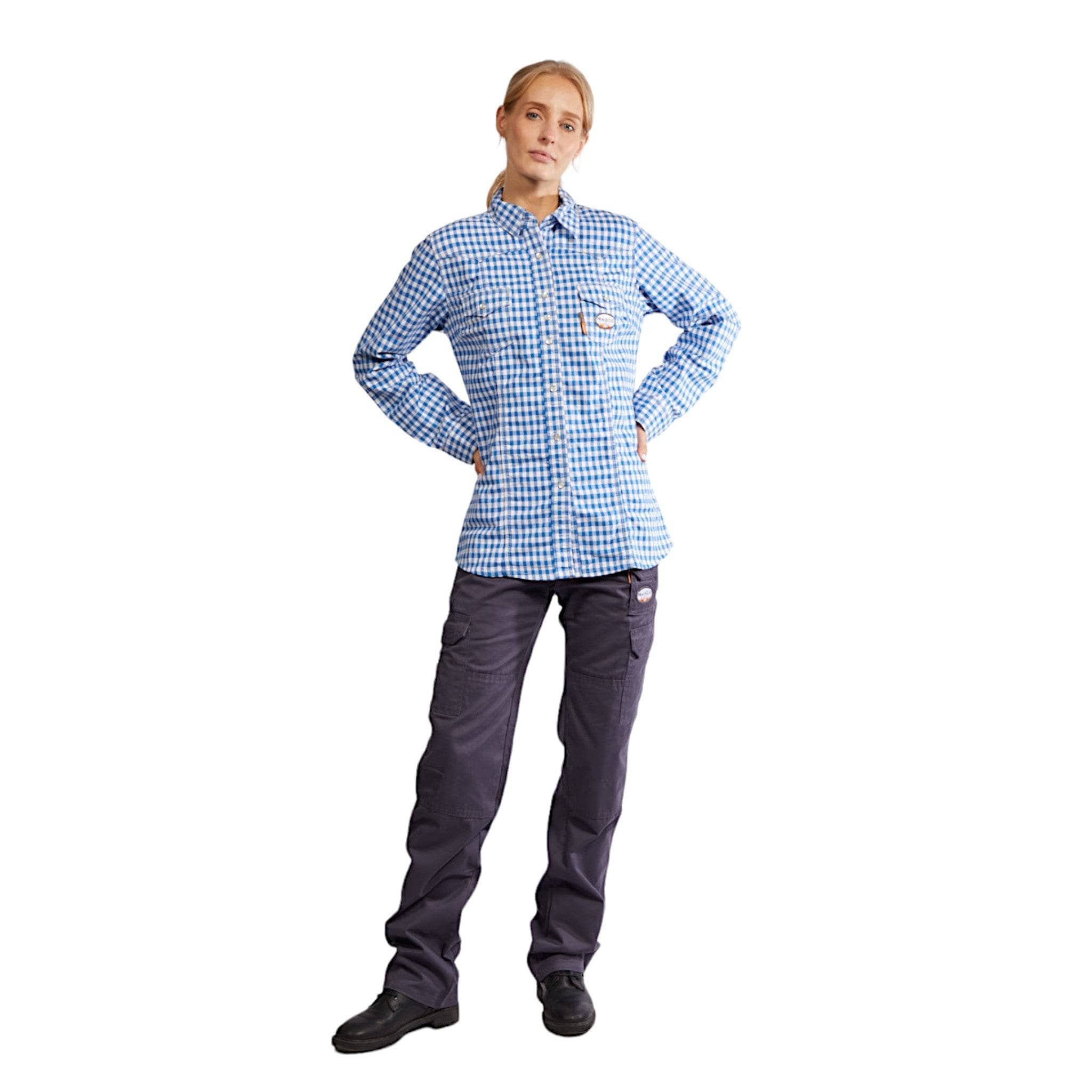FR Women's Blue Plaid Snap Shirt - Rasco FR