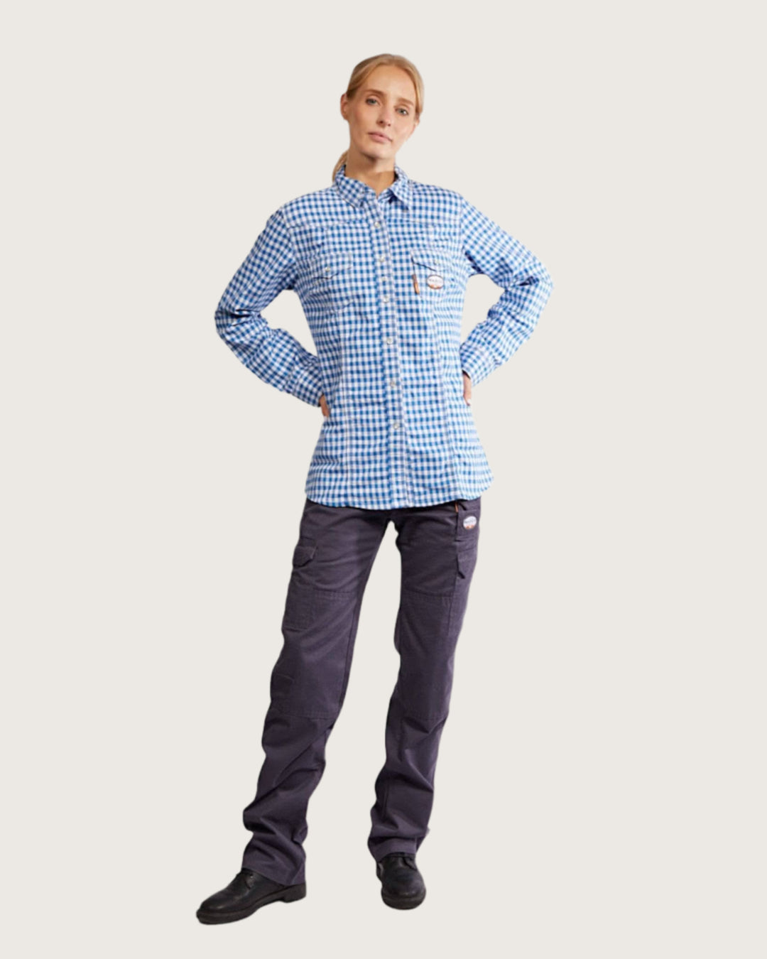 FR Women's Blue Plaid Snap Shirt - Rasco FR