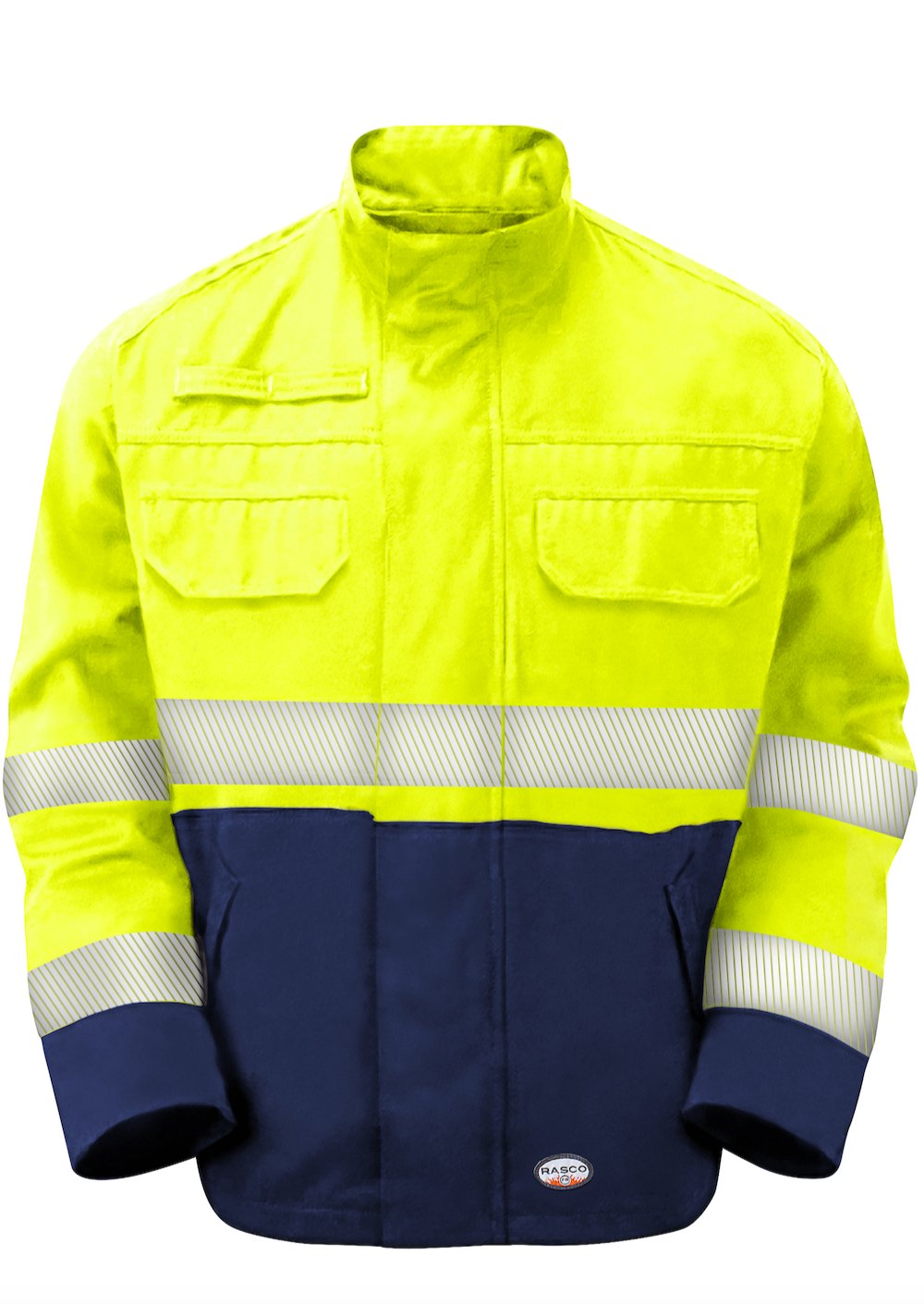 FR GlenGuard Color Block Field Jacket w/ Reflective Trim- Navy/Yellow - Rasco FR