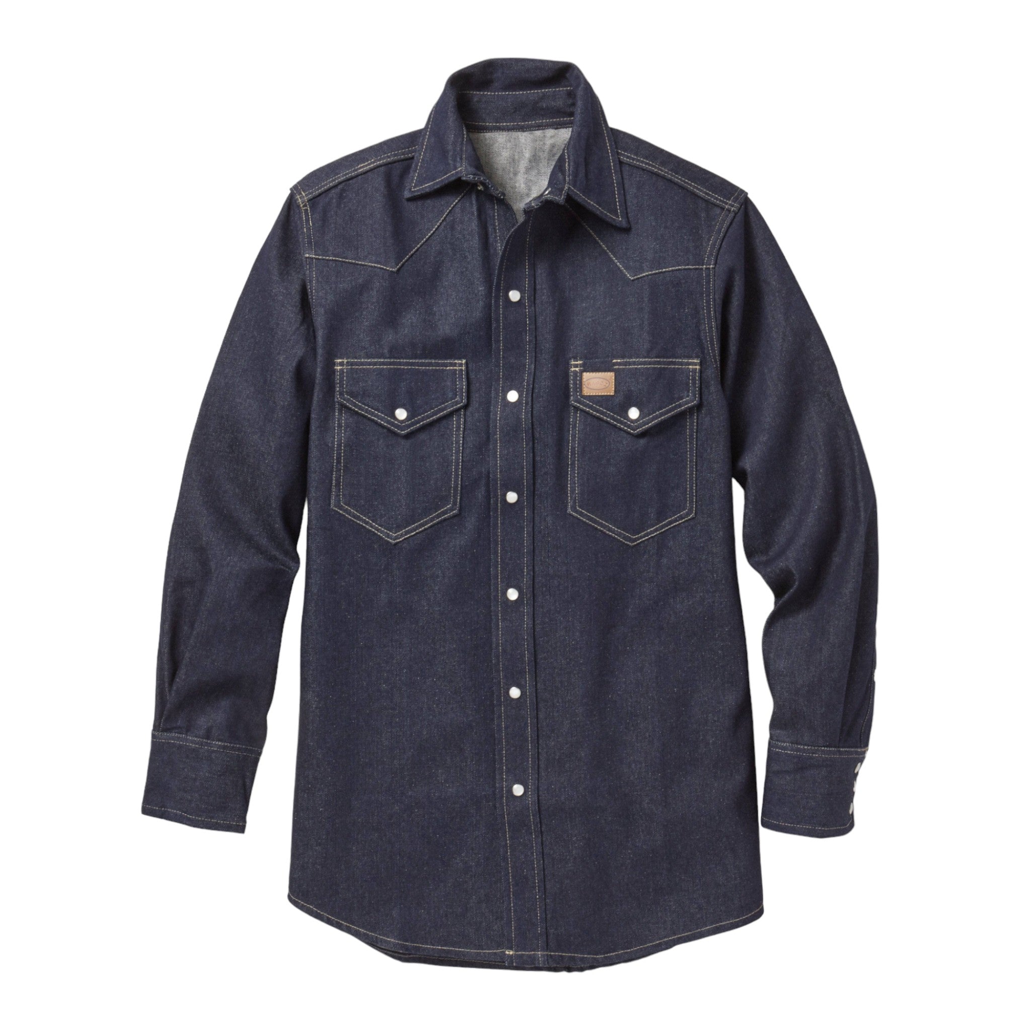 D1150 Rasco Denim Snap Shirt, White Pearl Snaps, Western Yoke - FRONT