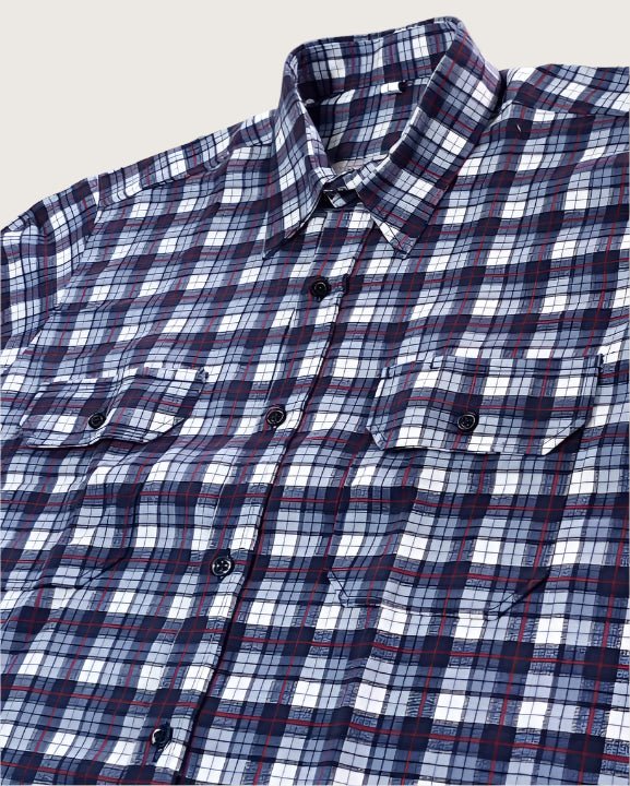 FR 88/12 Navy/White Plaid Uniform Shirt (CLOSEOUT) - Rasco FR