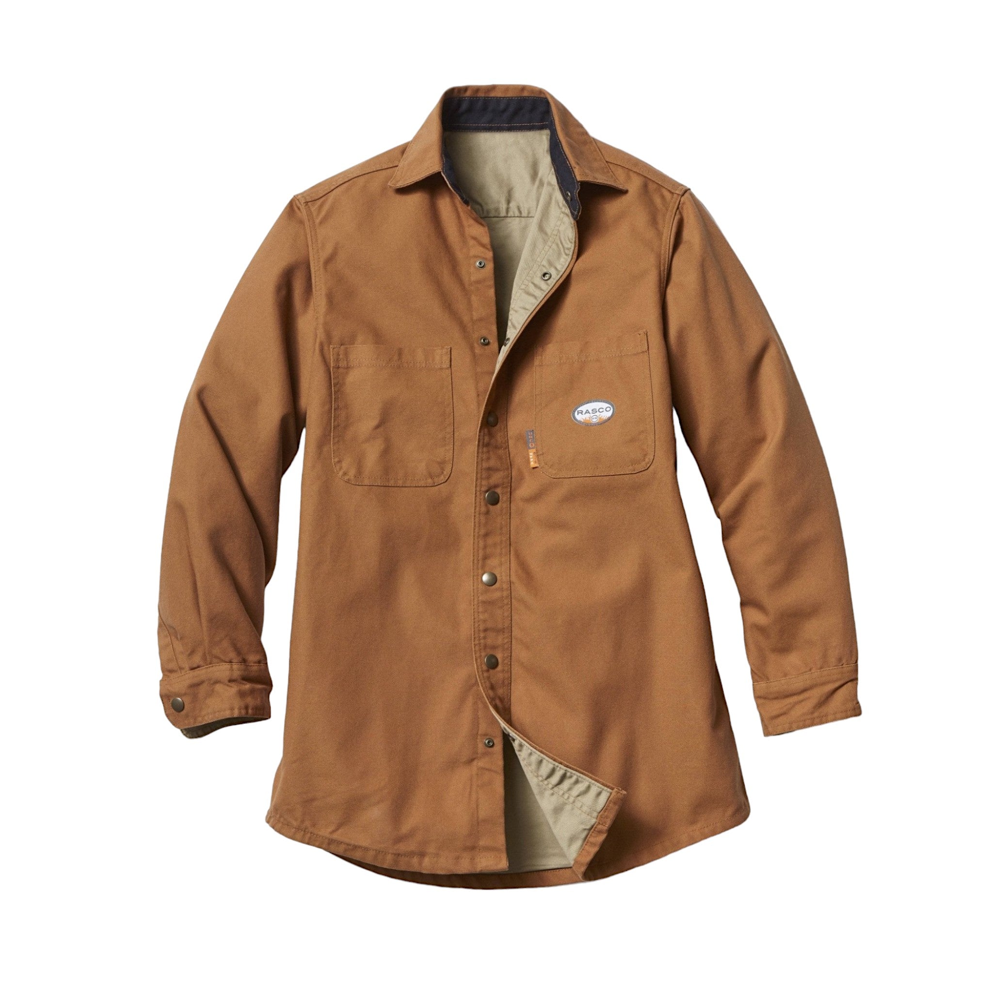 FR3407BN - FR Brown Duck Shirt Jacket, CAT 2, NFPA 2112 - FRONT