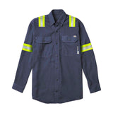 FR1344CNV Rasco FR DH Air™ Navy Uniform Shirt w/ Evis, CAT 2, NFPA 2112 - FRONT