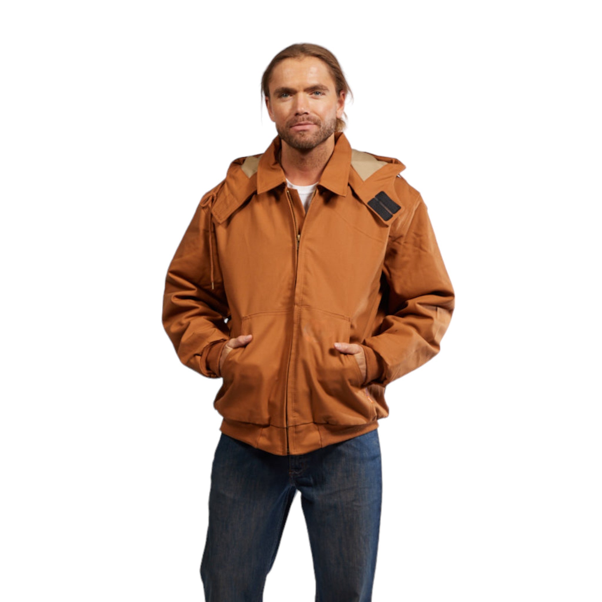 FR3507BN Rasco FR Brown Duck Hooded Jacket, CAT 3, NFPA 2112 - MAIN