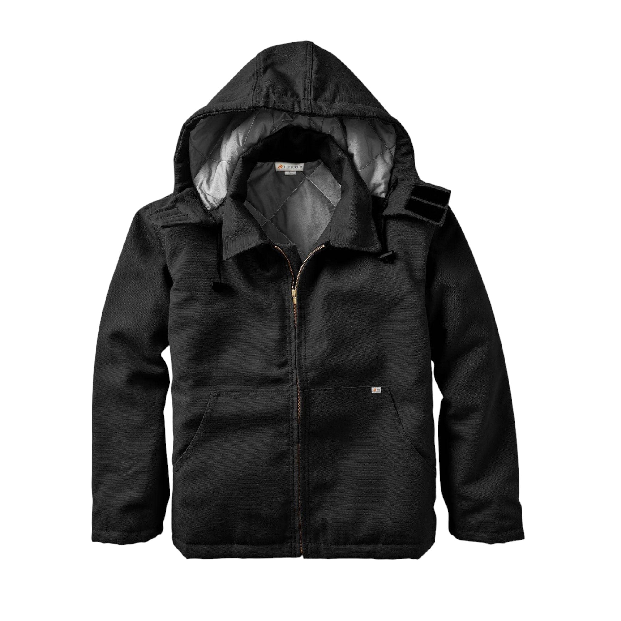 FR3507BK Rasco FR Black Duck Hooded Jacket, CAT 3, NFPA 2112 - FRONT