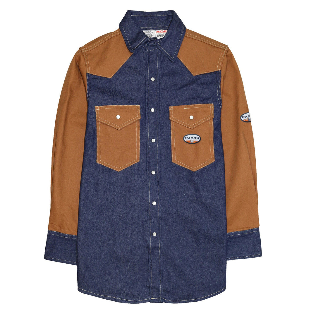 FR Duck/Denim Two Tone Work Shirt (CLOSEOUT) - Rasco FR