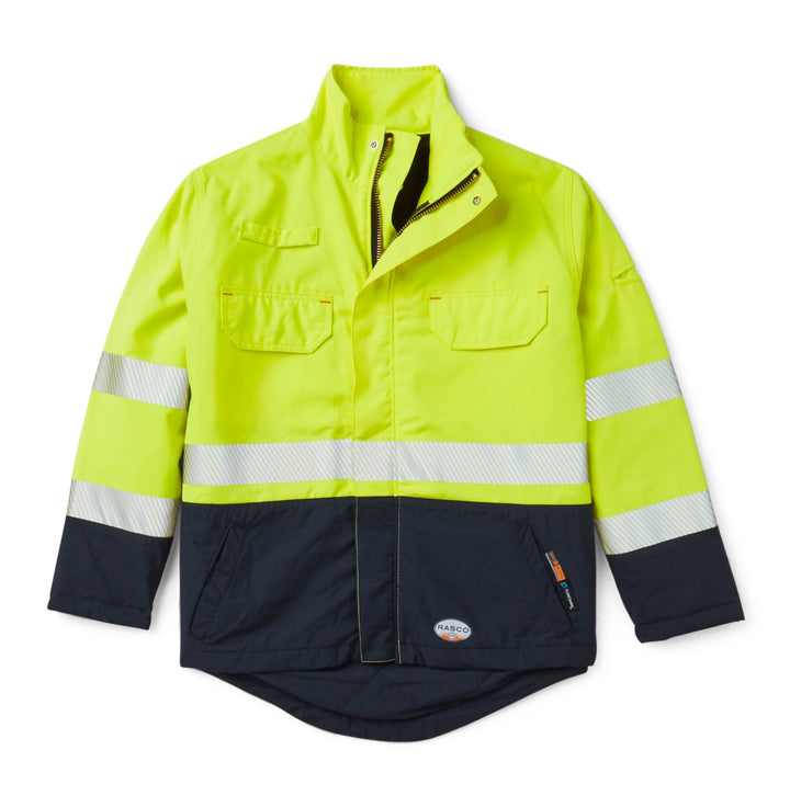 FR GlenGuard Color Block Jacket w/ Segmented - Navy/ANSI Yellow (CLOSEOUT) - Rasco FR