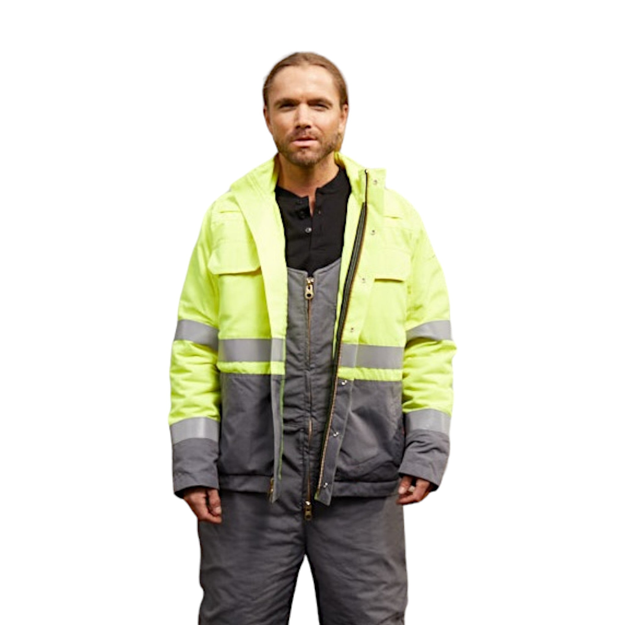 FR8840GY.YH Rasco FR GlenGuard Gray & Yellow Color Block Jacket, CAT 3, NFPA 2112 - MAIN