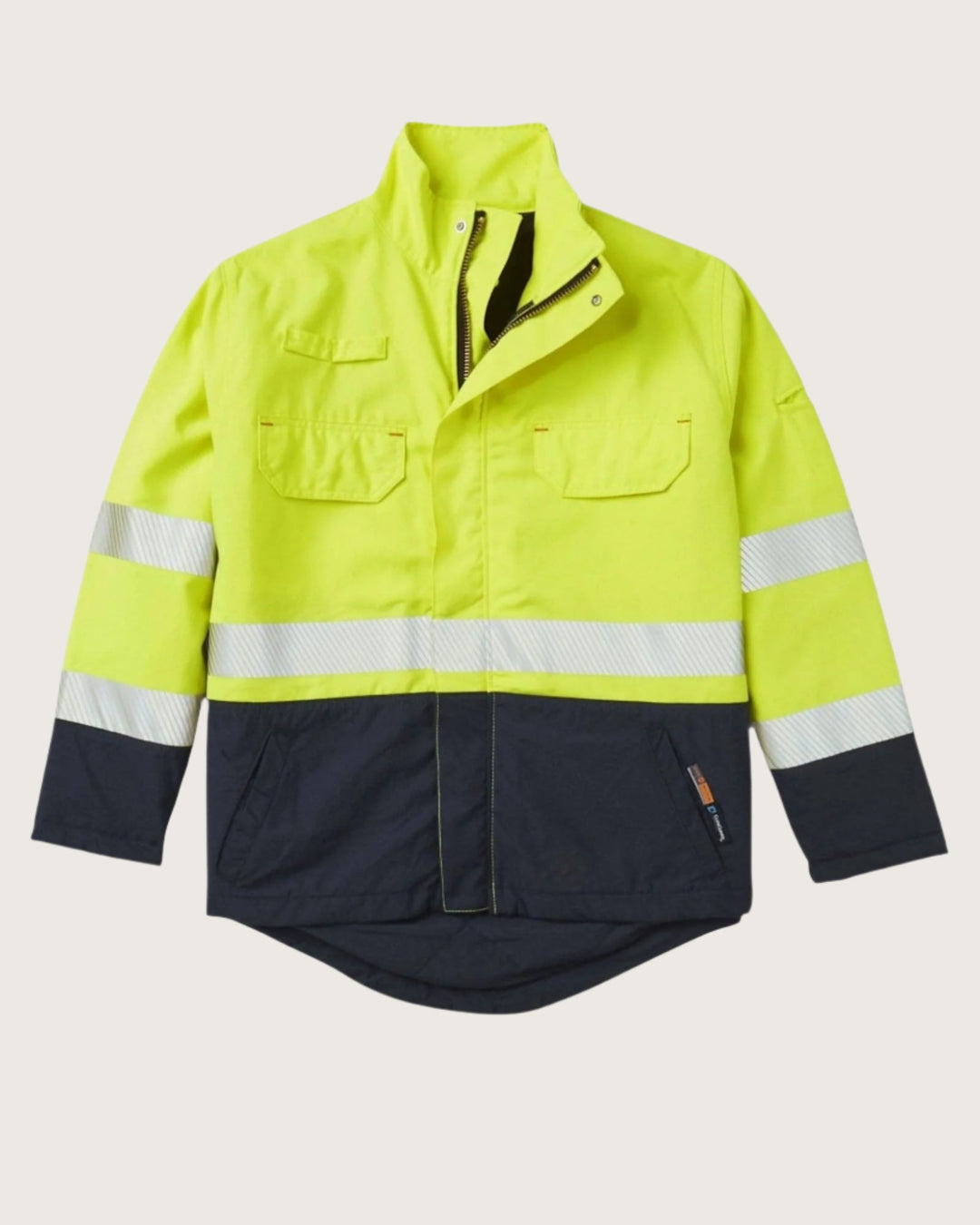 FR GlenGuard Navy/Yellow Color Block Field Jacket w/ Segmented Trim - Rasco FR