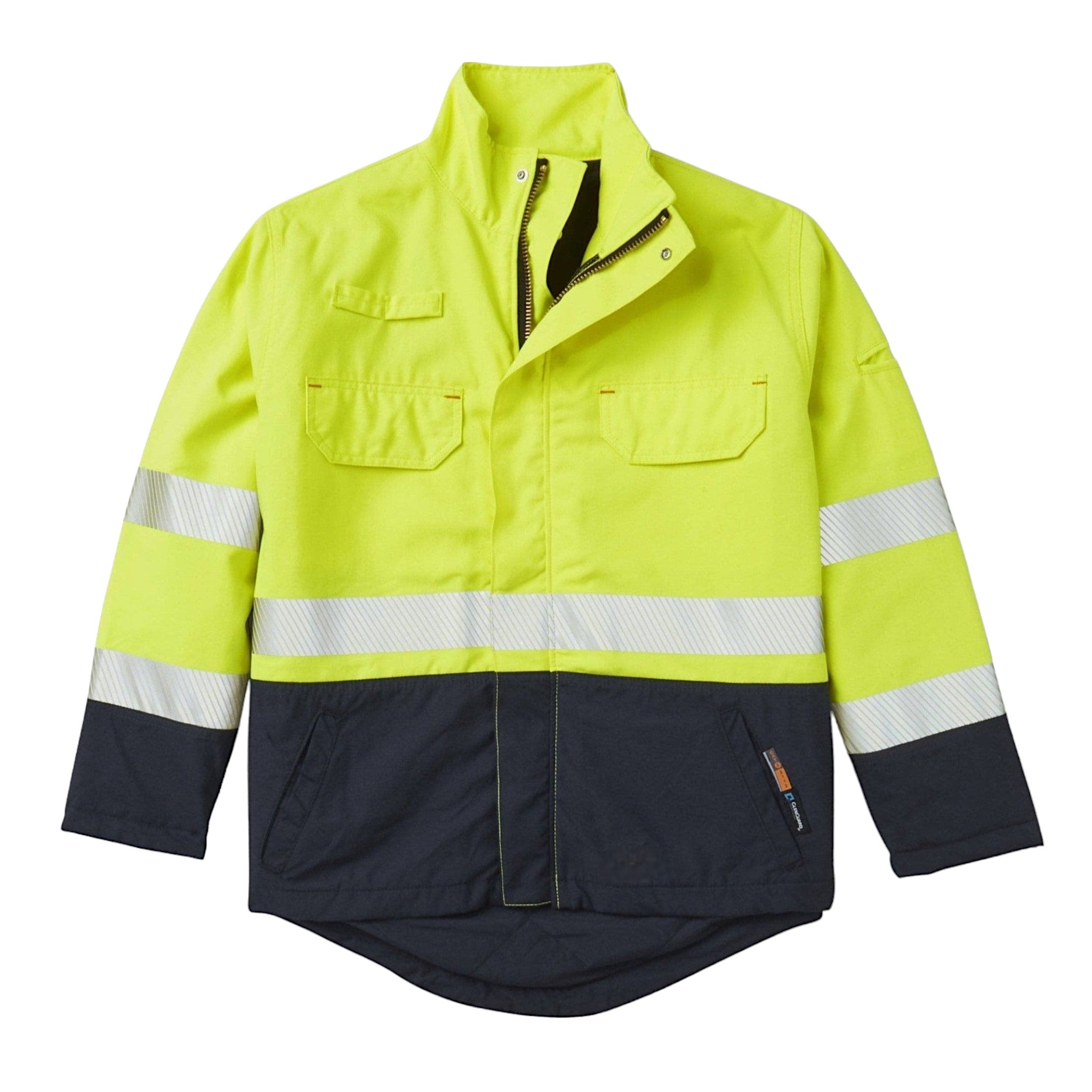 FR8840NV/YH Rasco FR GlenGuard Navy/Yellow Color Block Field Jacket w/ Segmented Trim, CAT 3, NFPA 2112 - FRONT