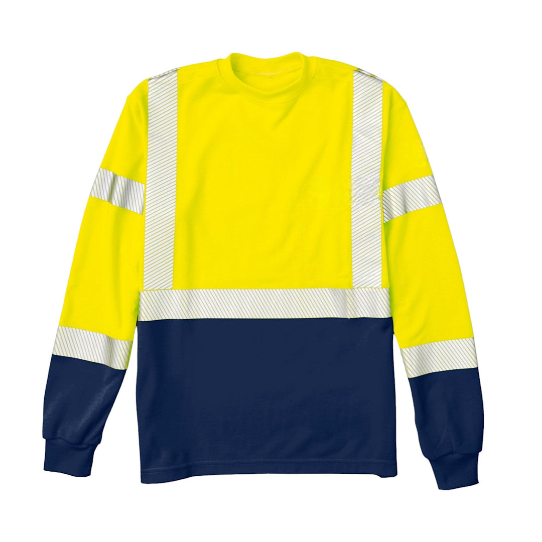 FR Hi Vis Navy & Yellow Color Block T-Shirt with Segmented (CLOSEOUT) - Rasco FR