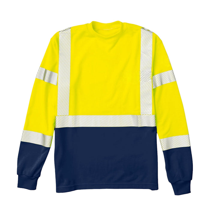 FR Hi Vis Navy & Yellow Color Block T-Shirt with Segmented (CLOSEOUT) - Rasco FR