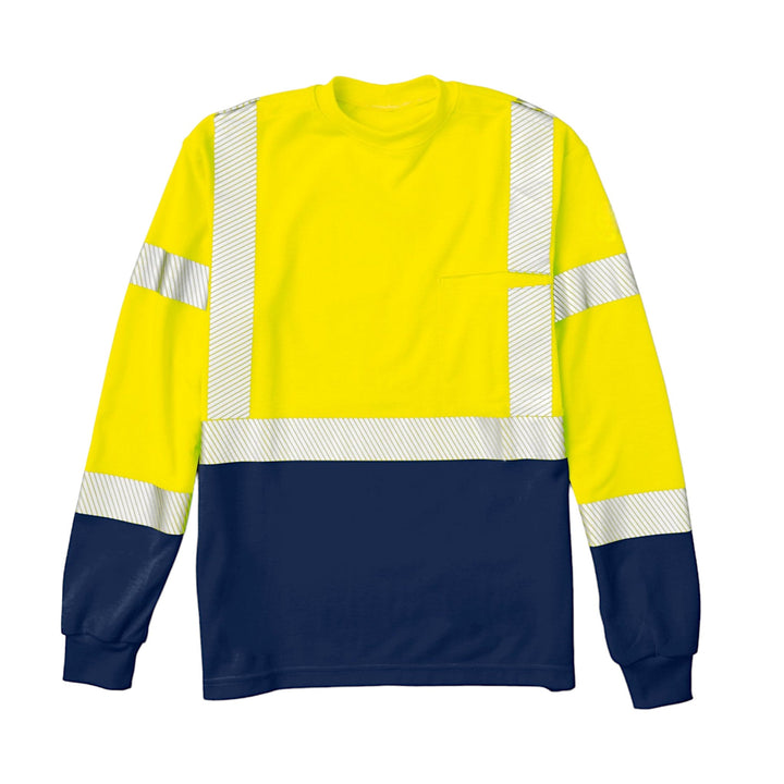 FR Hi Vis Navy & Yellow Color Block T-Shirt with Segmented (CLOSEOUT) - Rasco FR