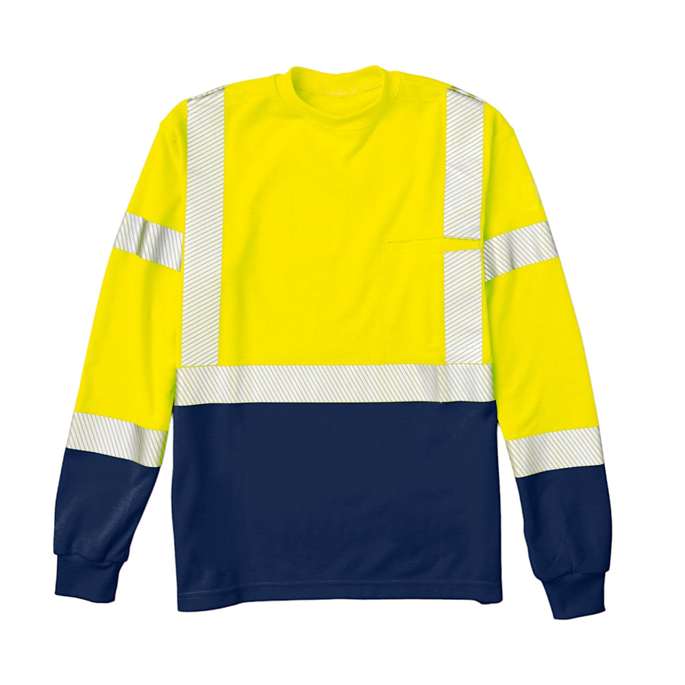 FR Hi Vis Navy & Yellow Color Block T-Shirt with Segmented (CLOSEOUT) - Rasco FR