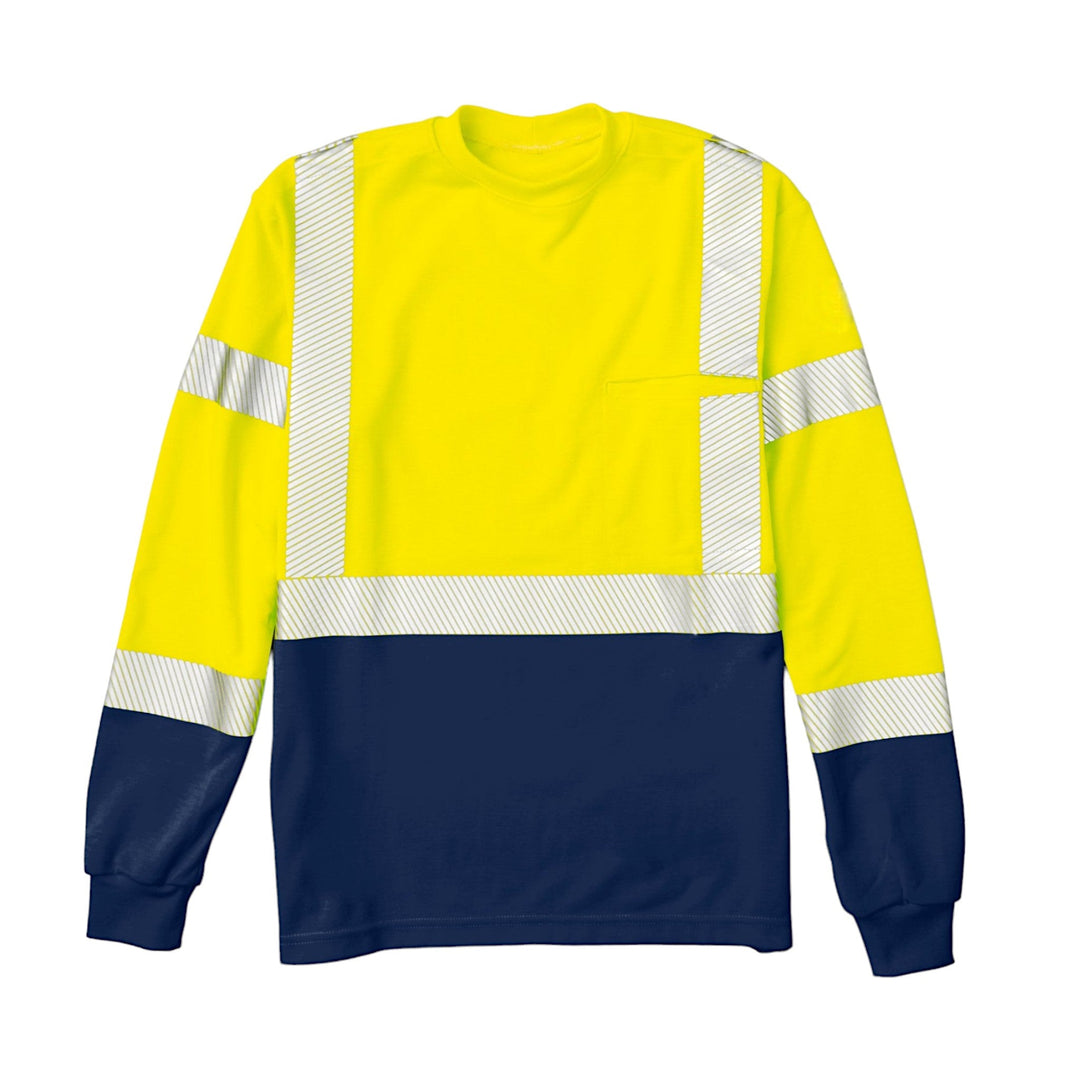 FR Hi Vis Navy & Yellow Color Block T-Shirt with Segmented (CLOSEOUT) - Rasco FR
