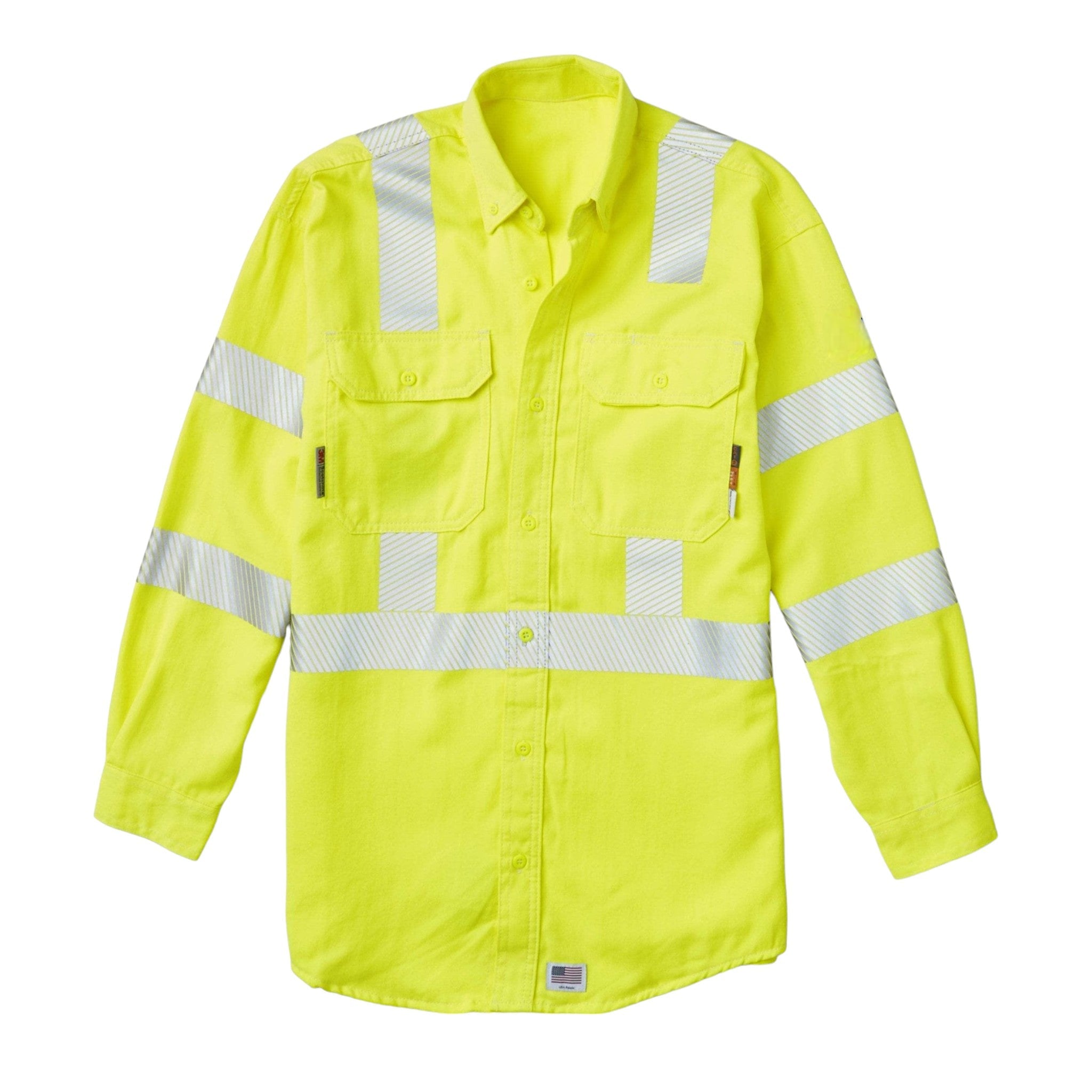 FR6530YH Rasco FR Hi Vis Uniform Shirt with Silver Trim, CAT 2, NFPA 2112 - FRONT