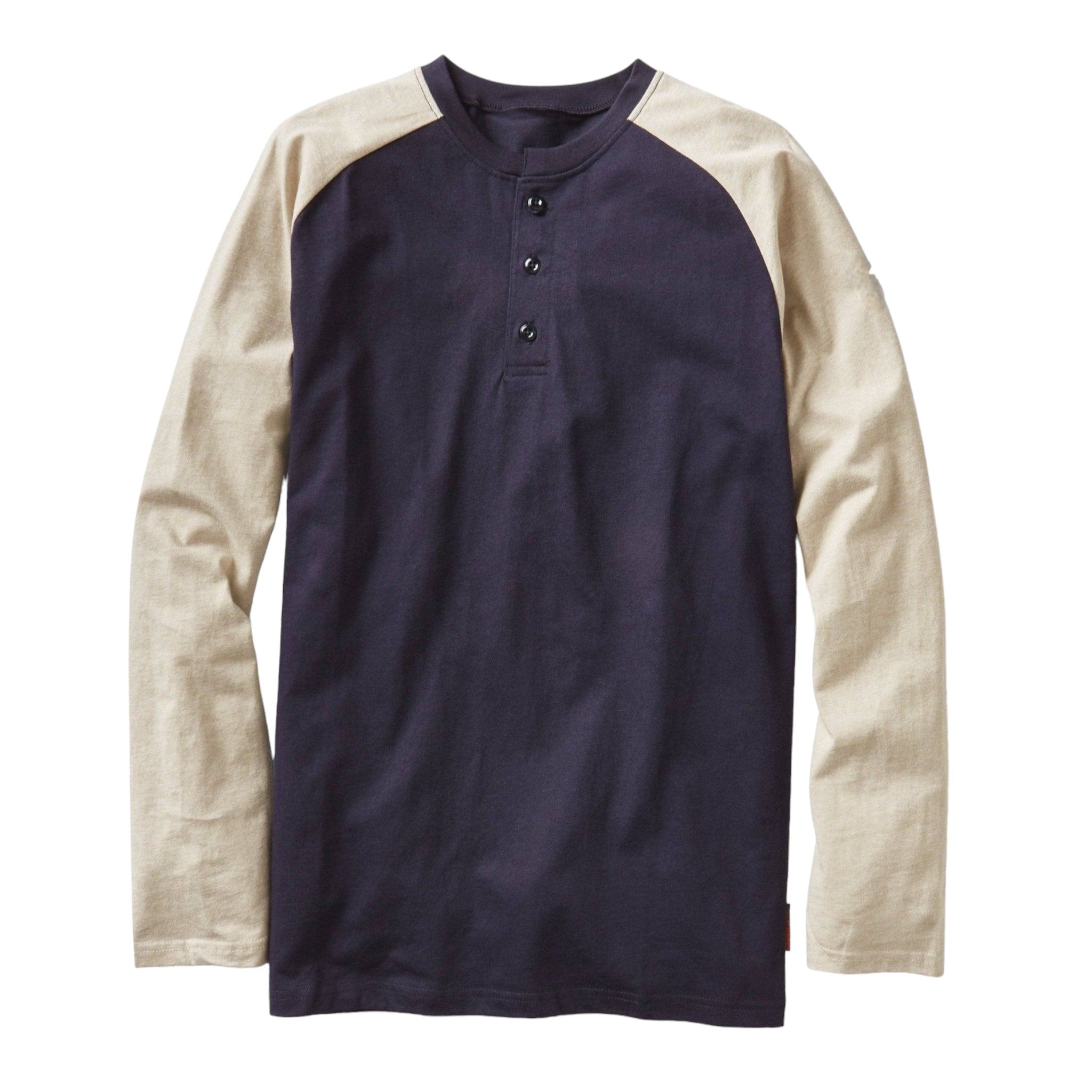 FR0401KH/NV Rasco FR Two Tone Khaki/Navy Henley CAT 2, NFPA 2112 - FRONT