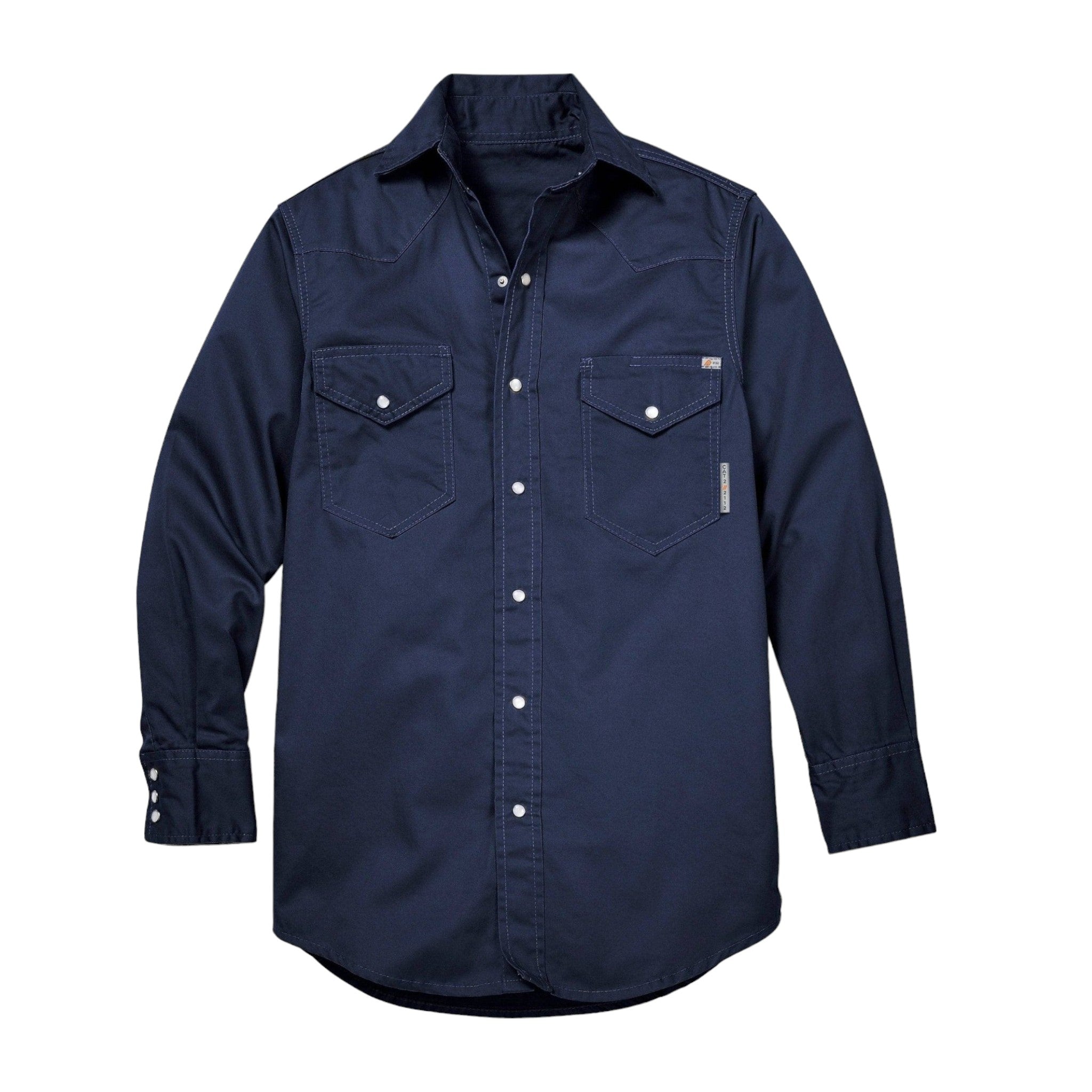 FR1003NV Rasco FR Navy Snap Shirt, Western Yoke, CAT 2, NFPA 2112 - FRONT