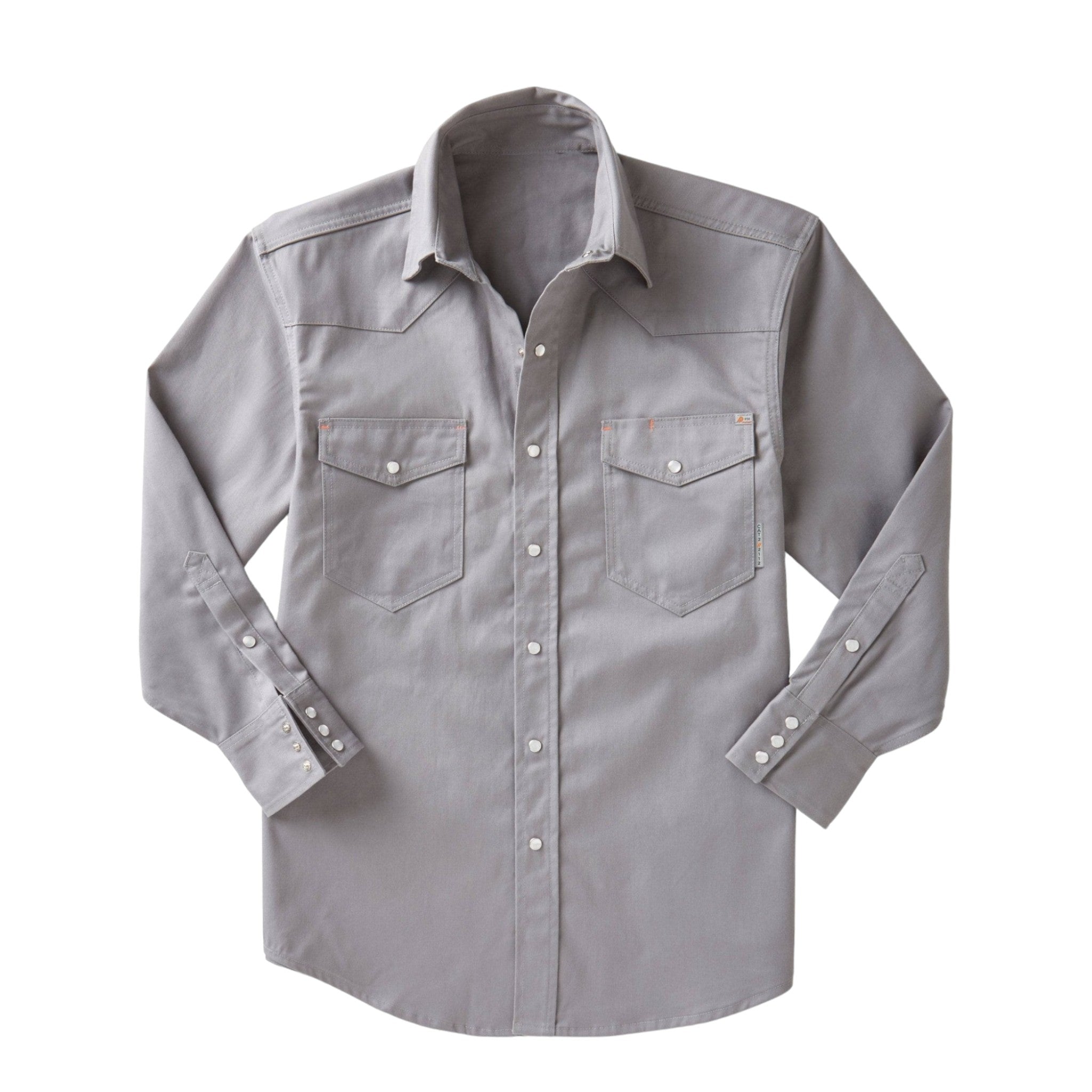 FR1003GY Rasco FR Gray Snap Shirt, Western Yoke, CAT 2, NFPA 2112 - FRONT