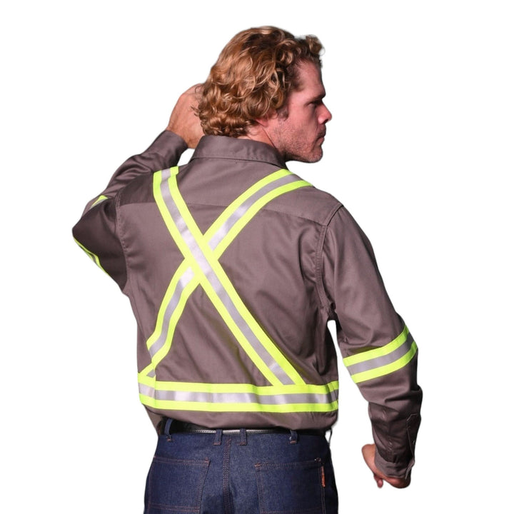 FR1403GYCO Rasco FR Gray Uniform Shirt w/ CSA Trim, CAT 2, NFPA 2112 - BACK