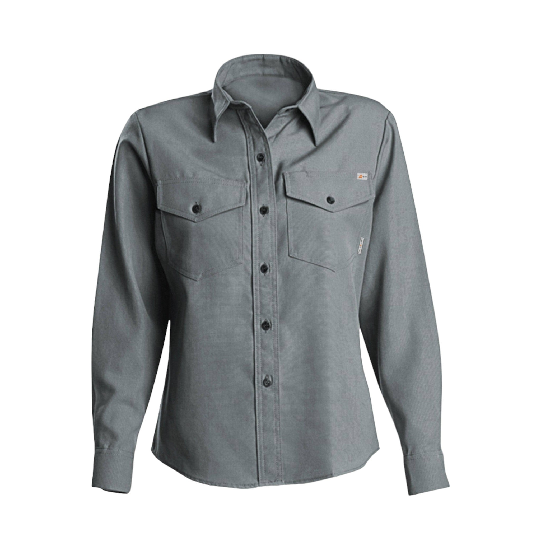 FR8936GY Rasco FR Women's GlenGuard Gray Uniform Shirt, CAT 2, NFPA 2112 - FRONT