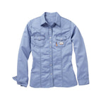 FR5003WB Rasco FR Women's Work Blue Snap Shirt, CAT 2, NFPA 2112 - FRONT