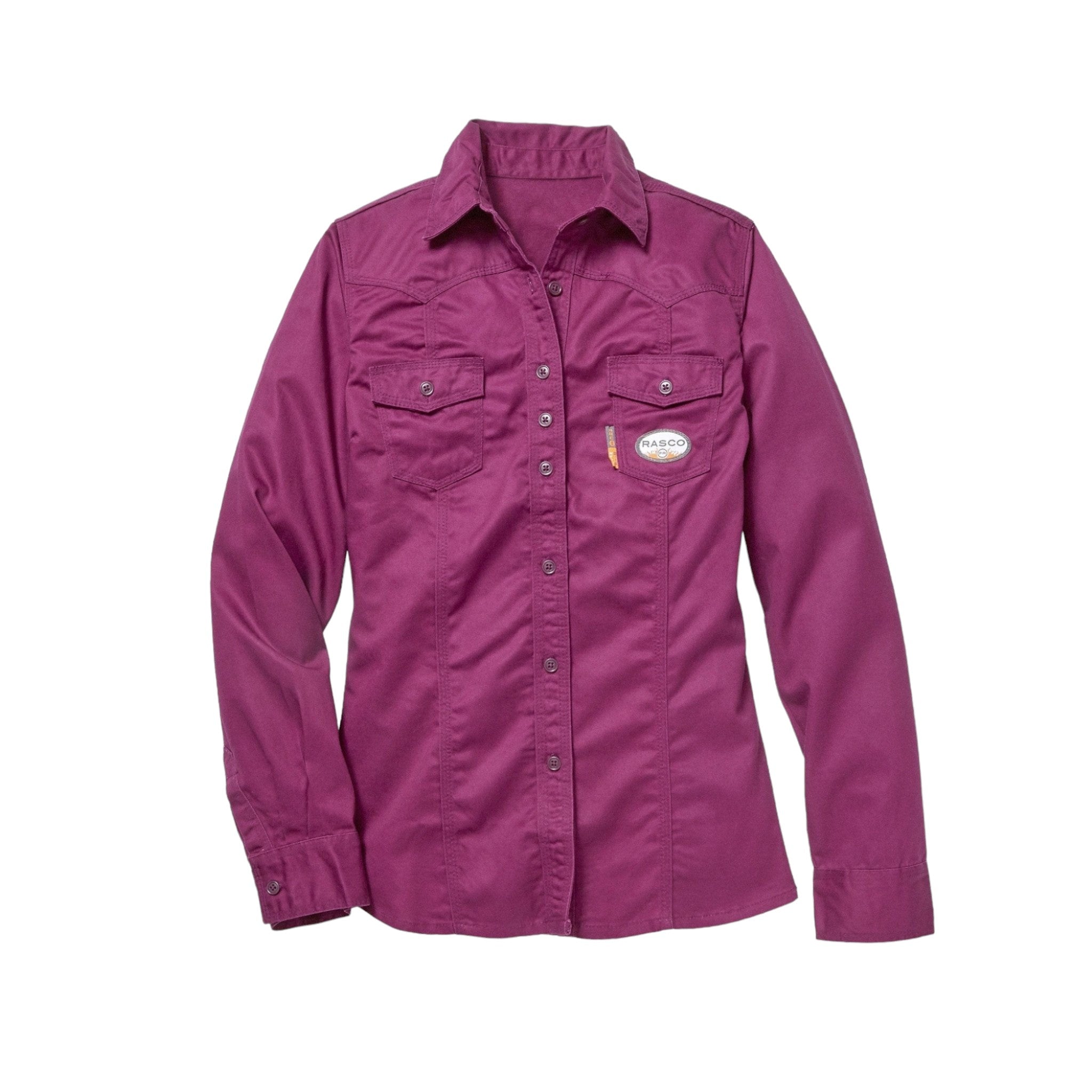 FR4903PL Rasco FR Women's Plum Work Shirt, CAT 2, NFPA 2112 - FRONT