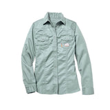 FR4903SG Rasco FR Women's Sage Green Work Shirt, CAT 2, NFPA 2112 - FRONT