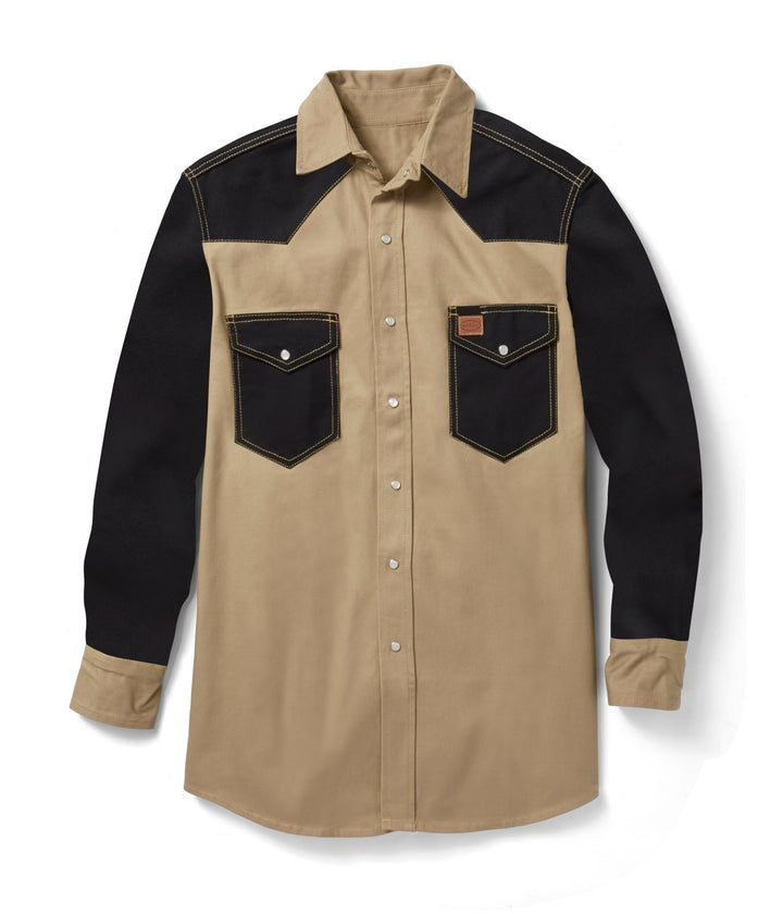 Non FR 10oz Khaki Black Work Shirt (CLOSEOUT) - Rasco FR