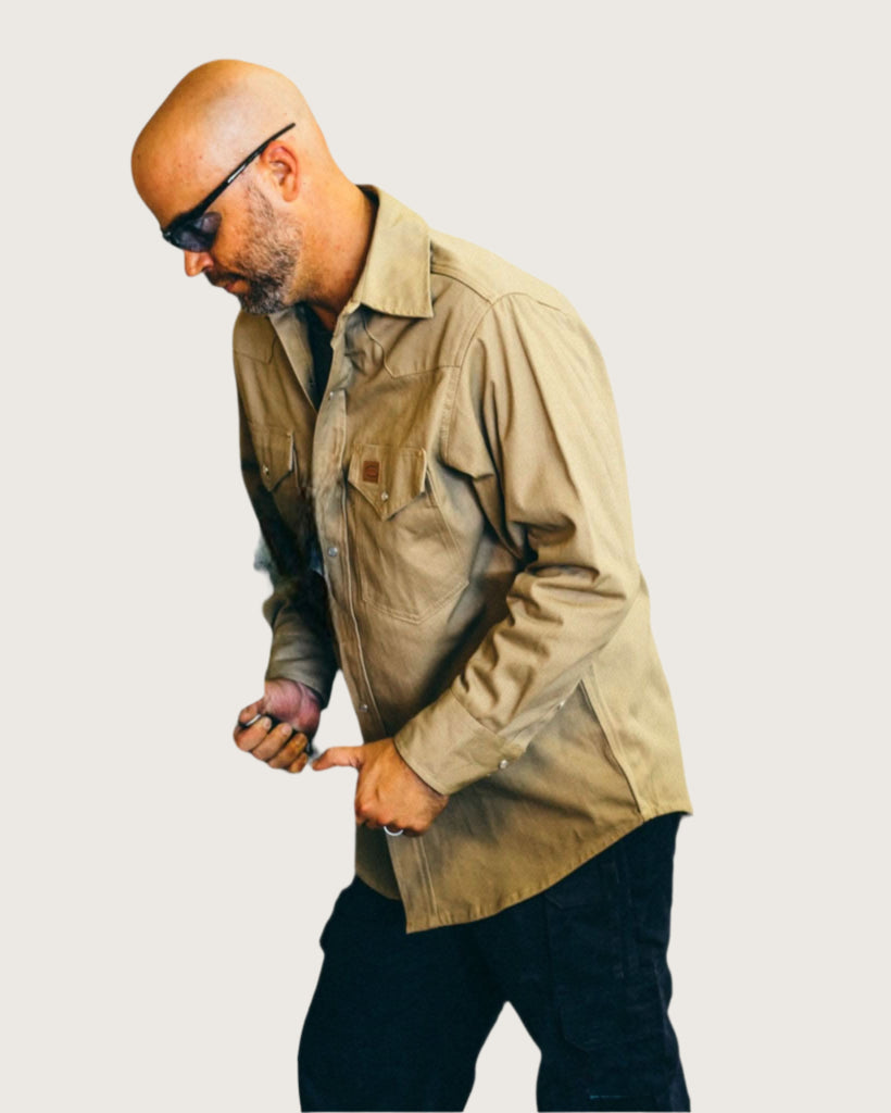Rasco FR Gray Western Work Shirt With Snaps – Flame Resistant, 7.5 Oz Cotton Twill, HRC 2 Compliant - View #7