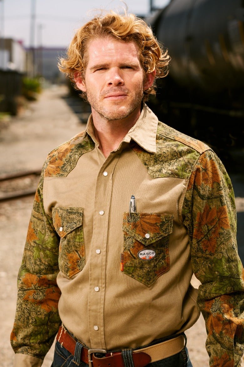 Rasco FR Camo/Khaki Two Tone Work Shirt (CLOSEOUT) - Rasco FR