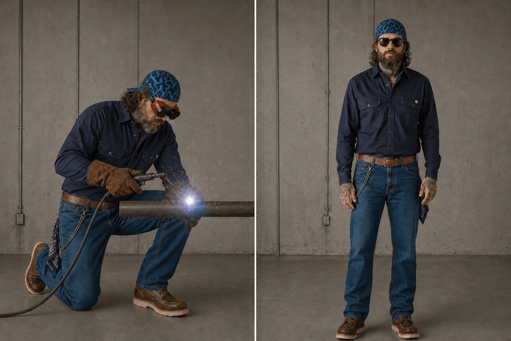 Retro Blue Flames Welding Cap - Rasco FR