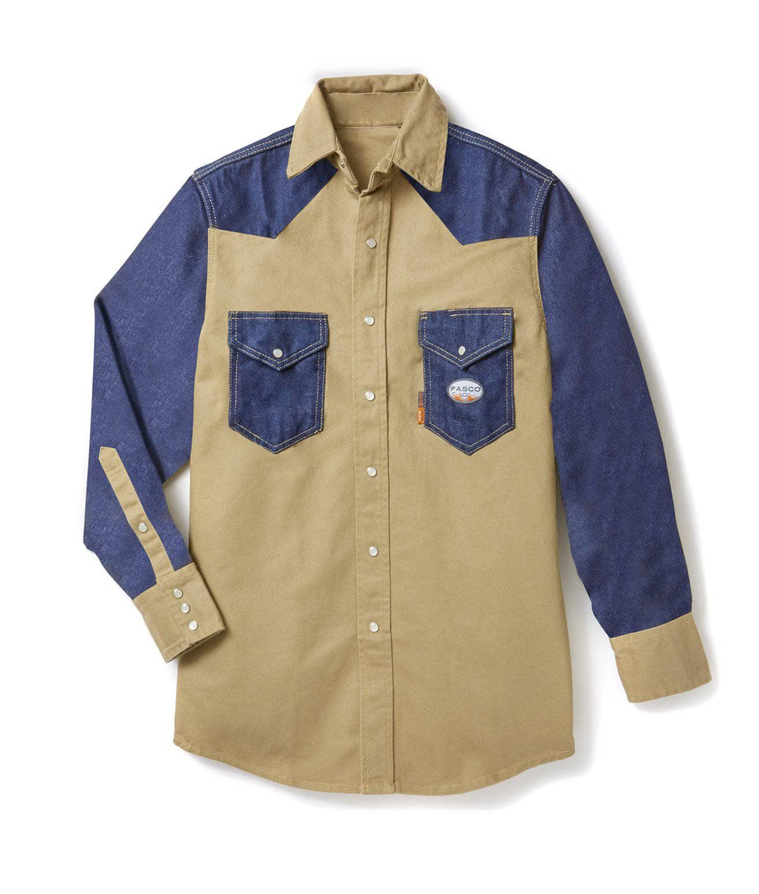 two tone dress shirt Two-Tone | N502 Berlioni mens two Rasco FR Denim-Khaki Two-Tone Work