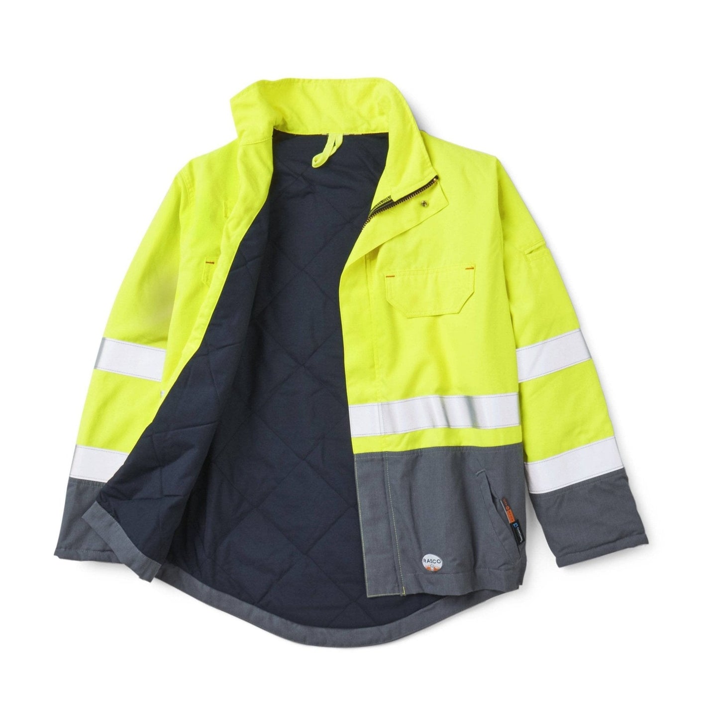 FR GlenGuard Color Block Field Jacket w/ Reflective Trim - GY/YH - Rasco FR