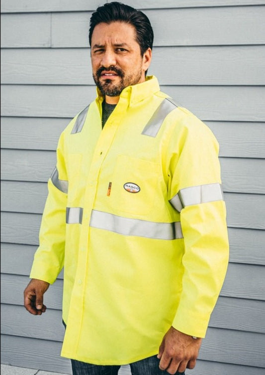 FR Hi Vis DH Uniform Shirt with Segmented - ANSI Yellow- Type R, Class 3 (CLOSEOUT) - Rasco FR