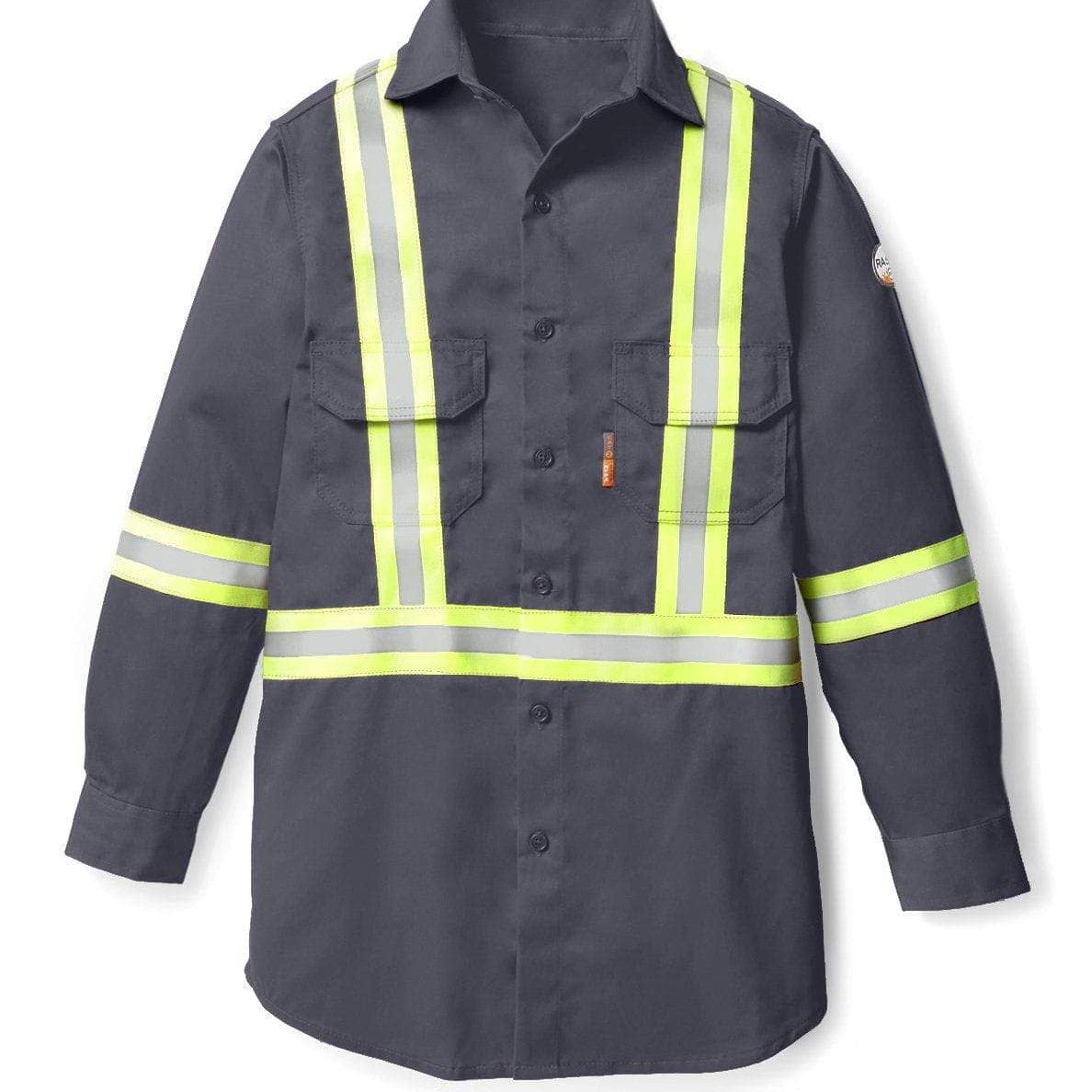 FR1403GYCO Rasco FR Gray Uniform Shirt w/ CSA Trim, CAT 2, NFPA 2112 - FRONT