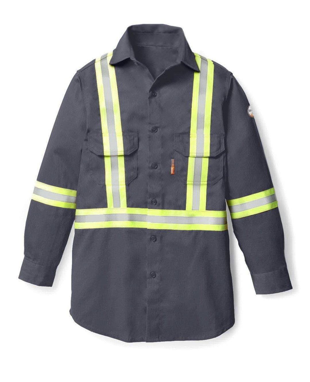 FR1403GYCO Rasco FR Gray Uniform Shirt w/ CSA Trim, CAT 2, NFPA 2112 - FRONT
