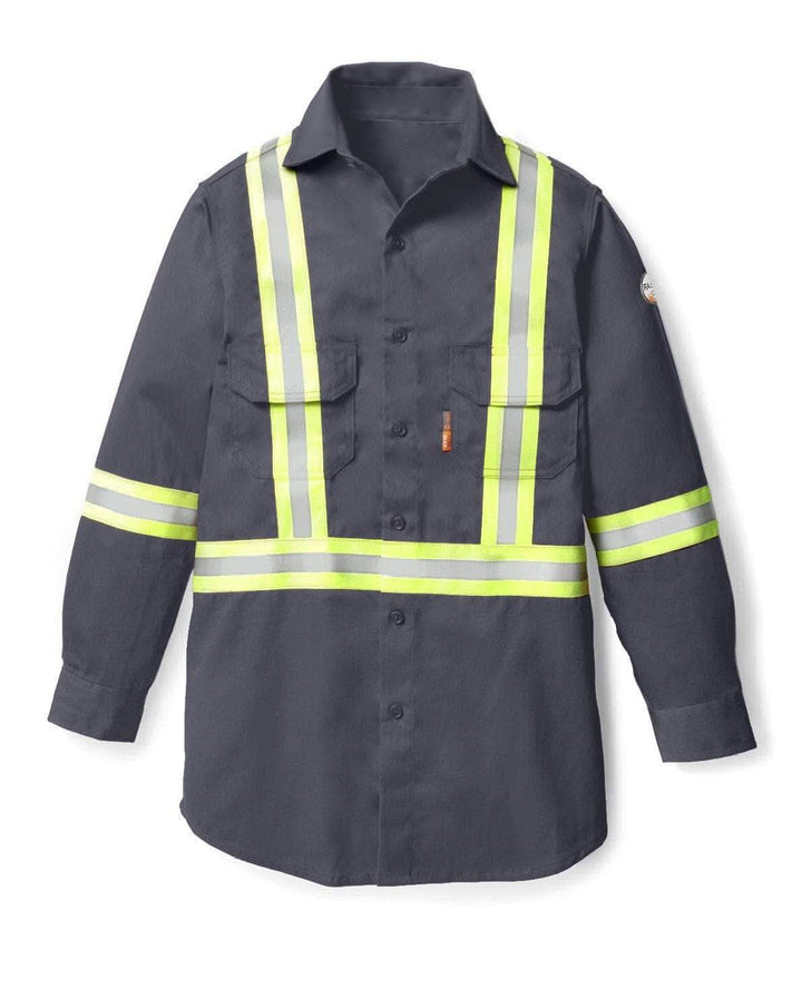 FR1403GYCO Rasco FR Gray Uniform Shirt w/ CSA Trim, CAT 2, NFPA 2112 - FRONT