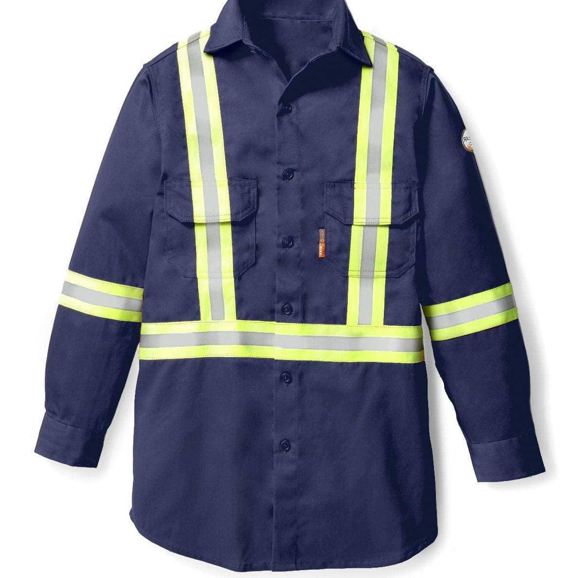 FR1403NVCO Rasco FR Navy Uniform Shirt w/ CSA Trim, CAT 2, NFPA 2112 - FRONT