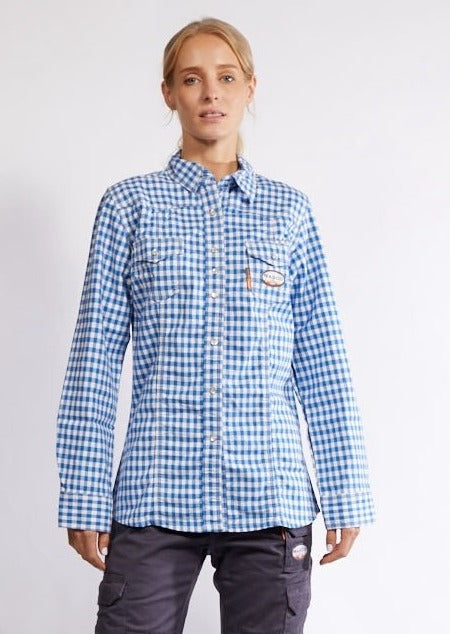FR Women's Plaid Snap Shirt - Blue (CLOSEOUT) - Rasco FR